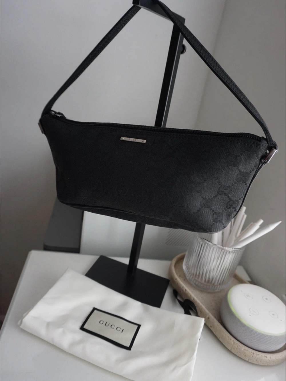 Gucci Black GG Canvas Shoulder Bag